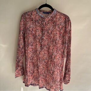 Georg Roth Paisley Popover Blouse Shirt Sz Med Women’s Long Sleeve